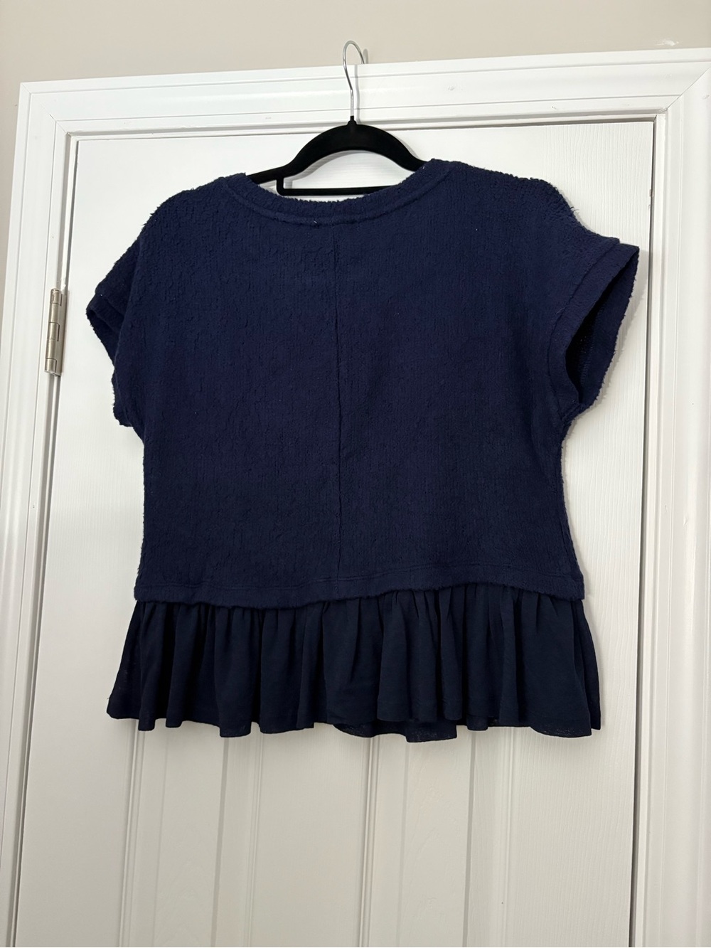 NWT Pilcro Navy Textured Short Sleeve Sweater Twofer Top - Picture 4 of 6